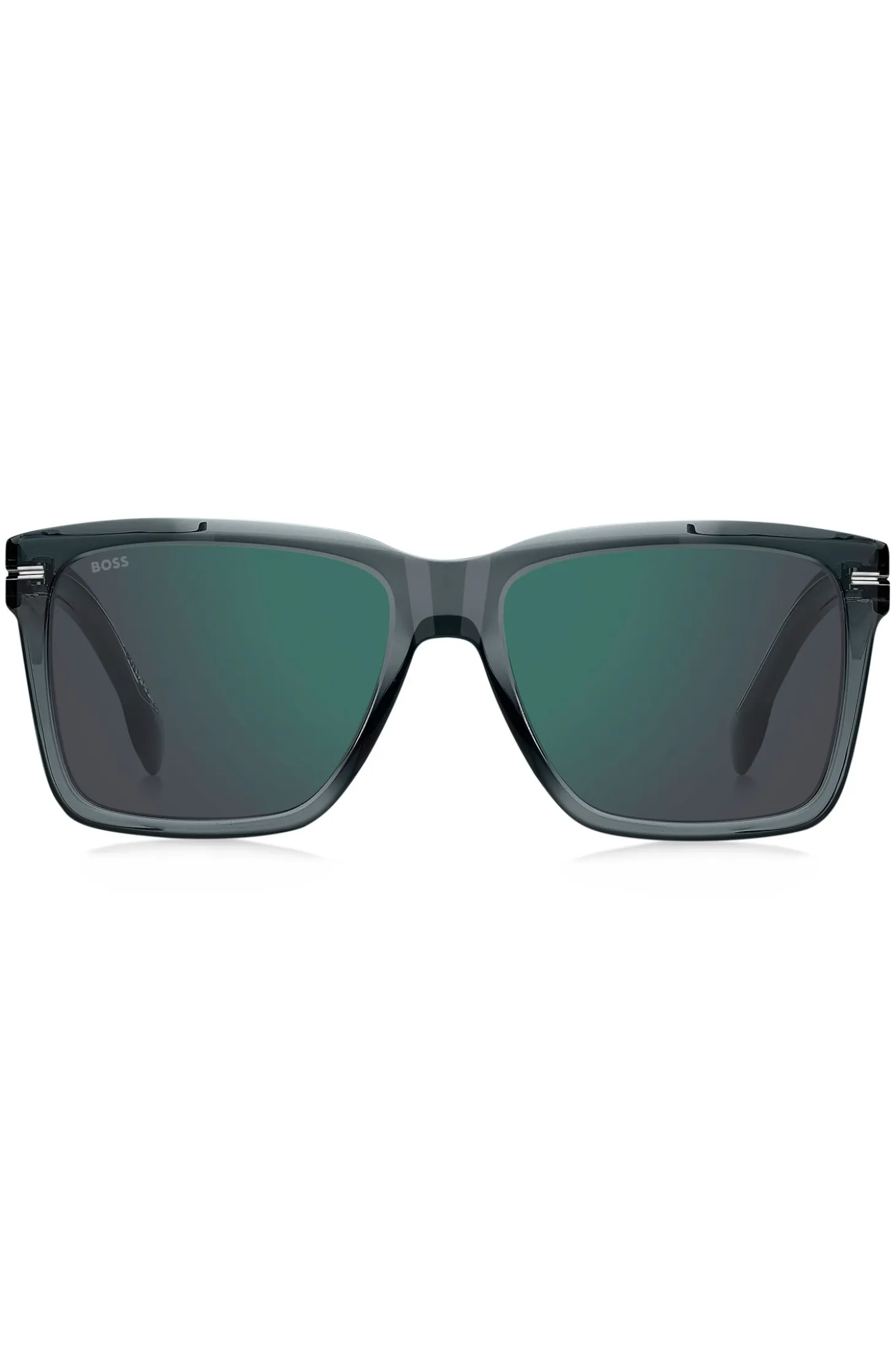 Grey-acetate sunglasses with silver-tone trims