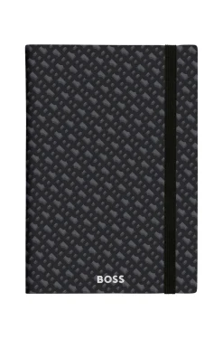 Grey A5 notebook with monogram pattern
