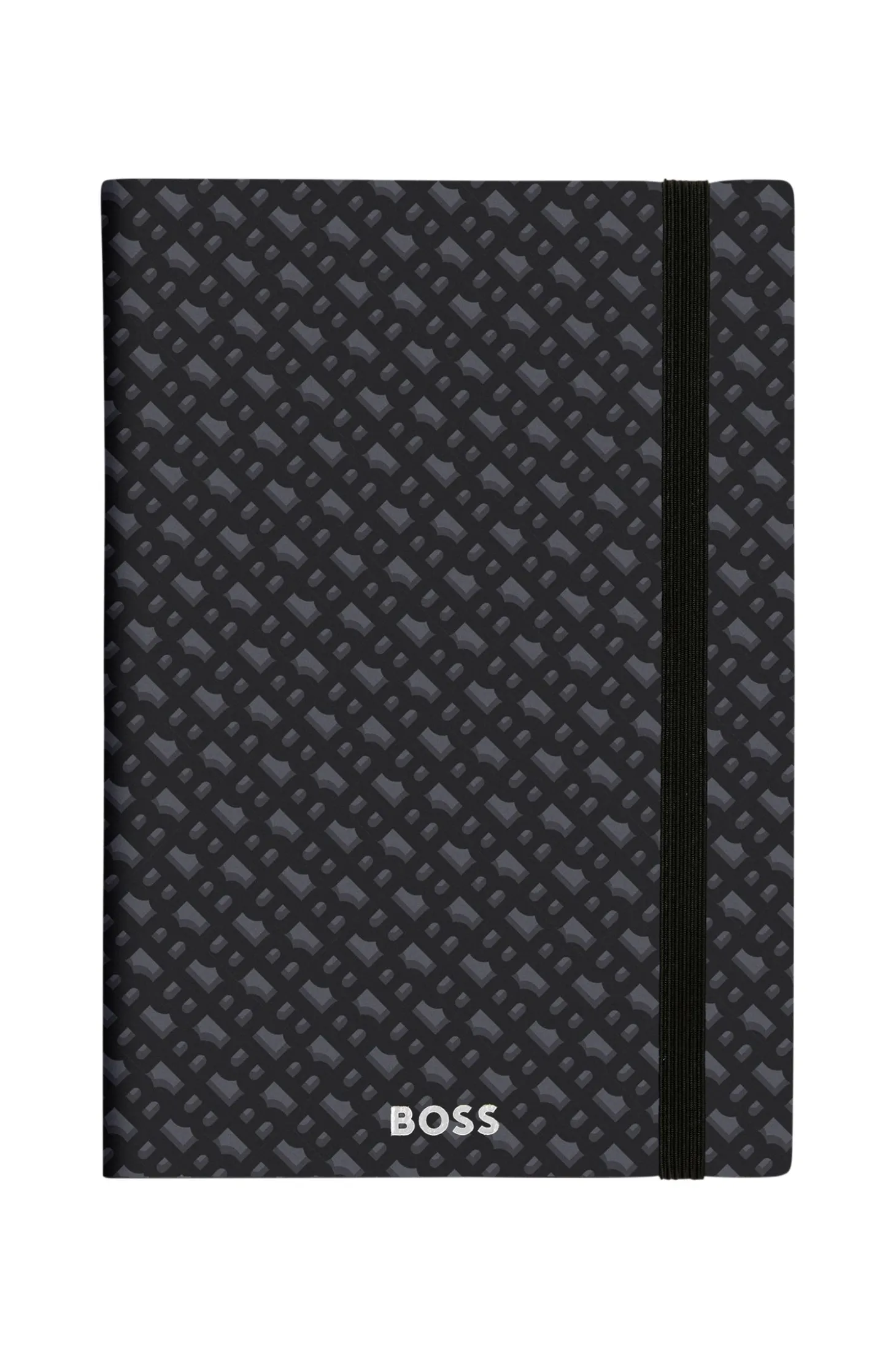 Grey A5 notebook with monogram pattern