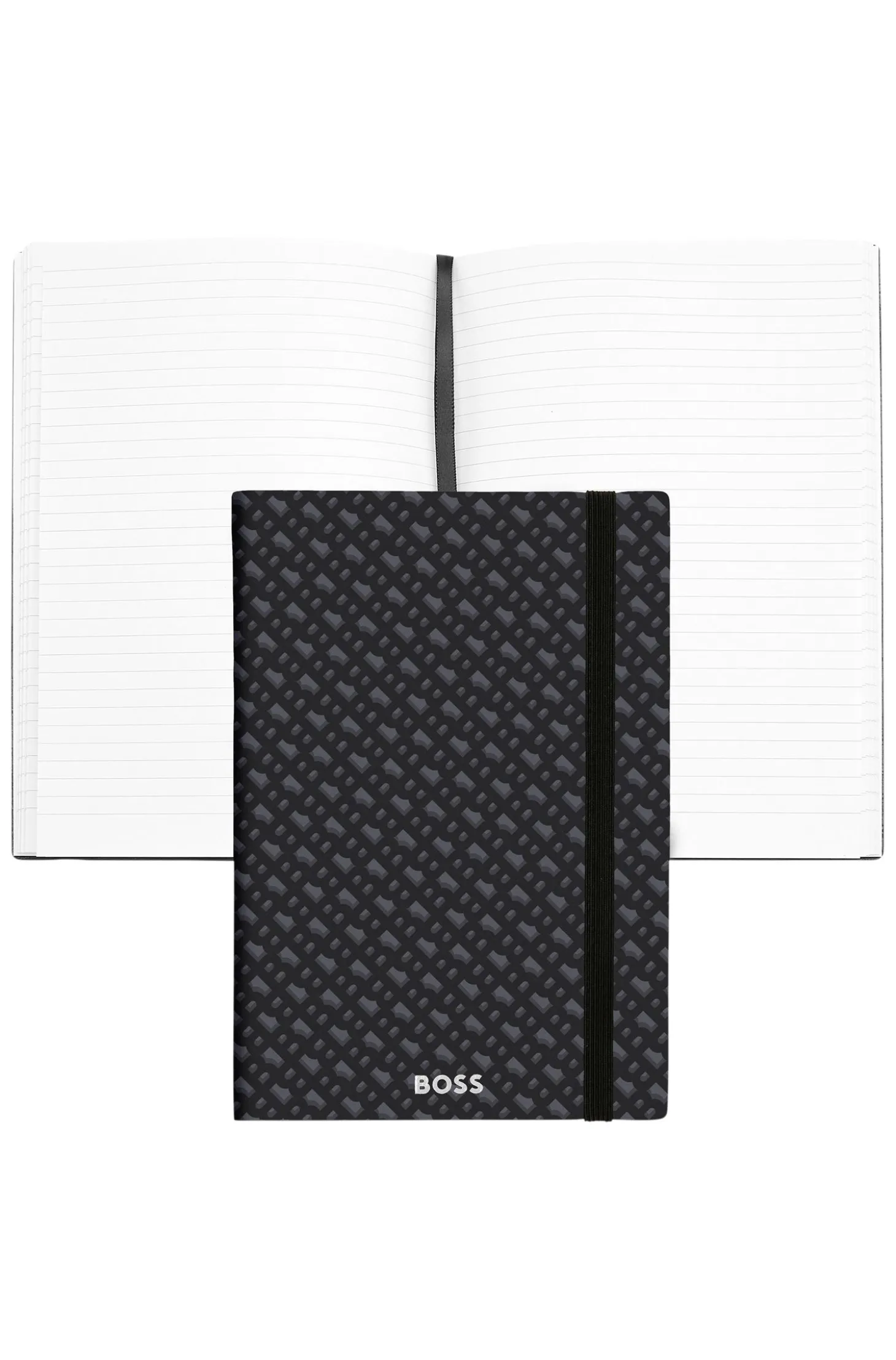 Grey A5 notebook with monogram pattern