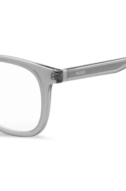 Grey optical frames with silver-tone accents