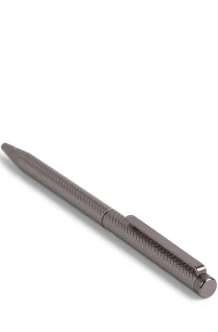 Gunmetal ballpoint pen with engraved pattern