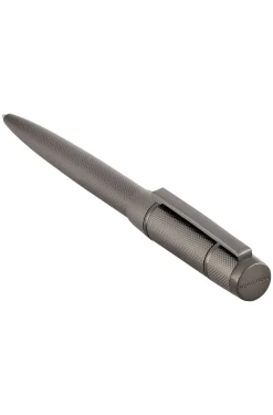 Gunmetal diamond-cut ballpoint pen with Double B trim