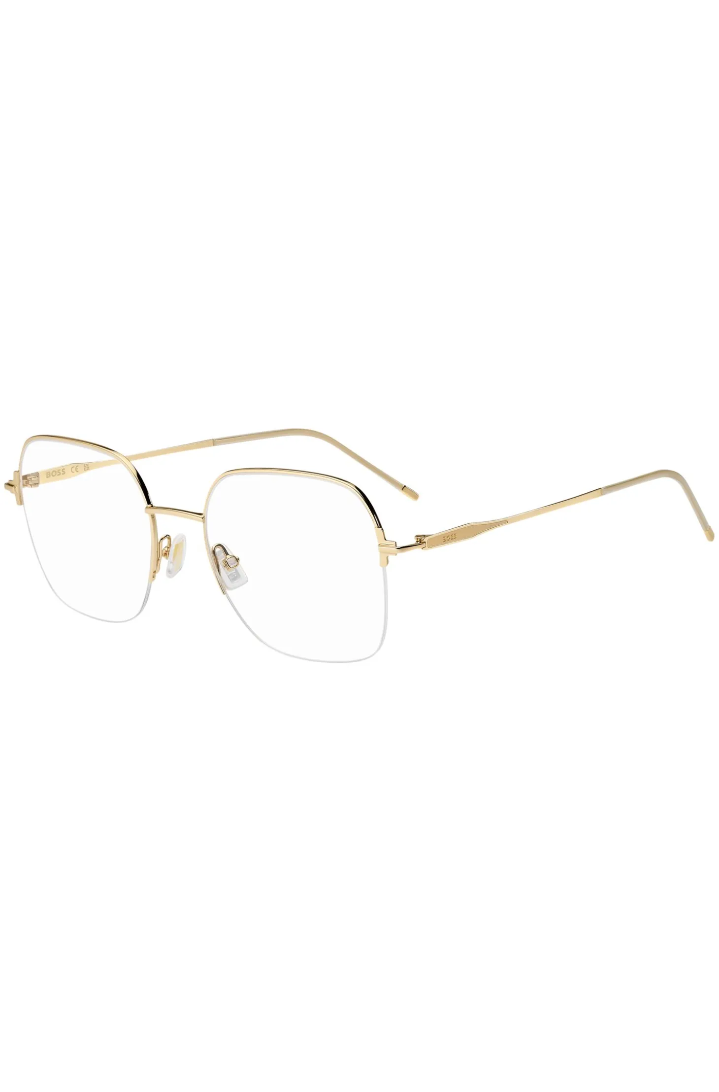 Half-rim gold-tone optical frames with embossed logo