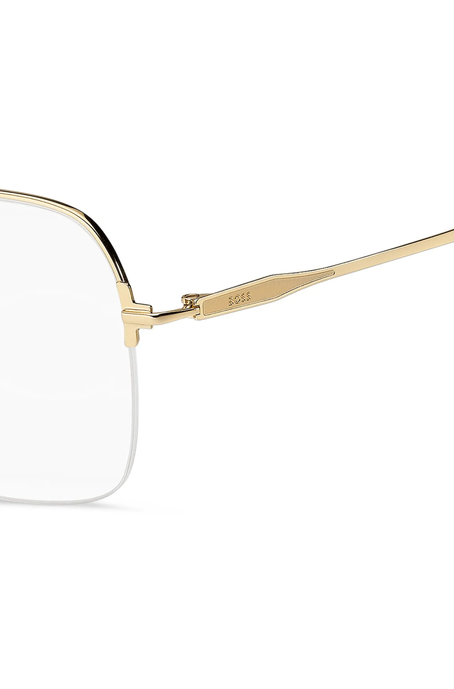 Half-rim gold-tone optical frames with embossed logo