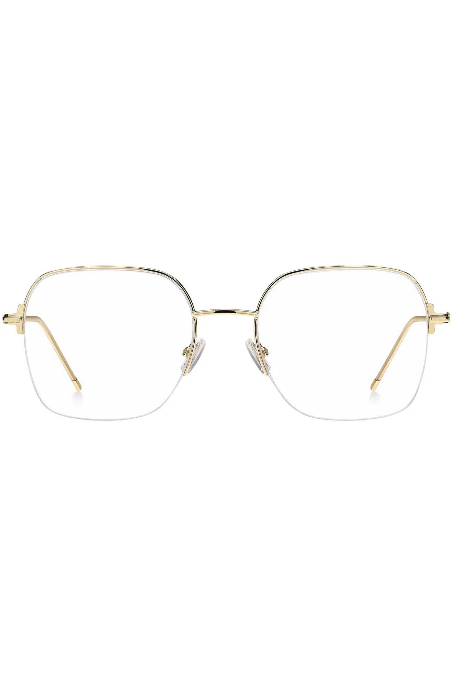 Half-rim gold-tone optical frames with embossed logo
