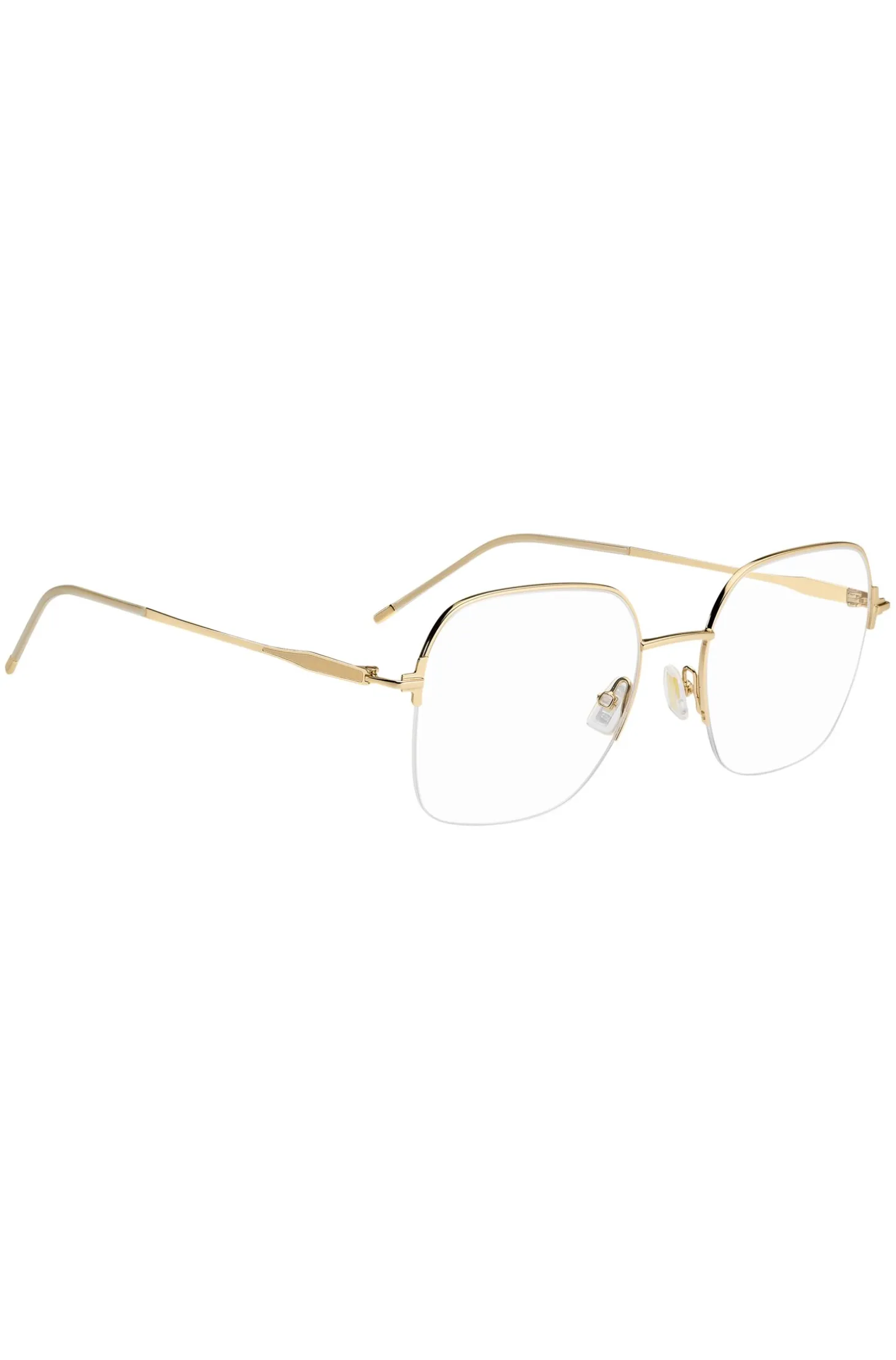 Half-rim gold-tone optical frames with embossed logo