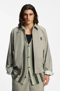 Harrington jacket with houndstooth pattern
