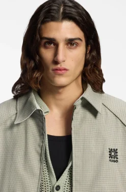 Harrington jacket with houndstooth pattern
