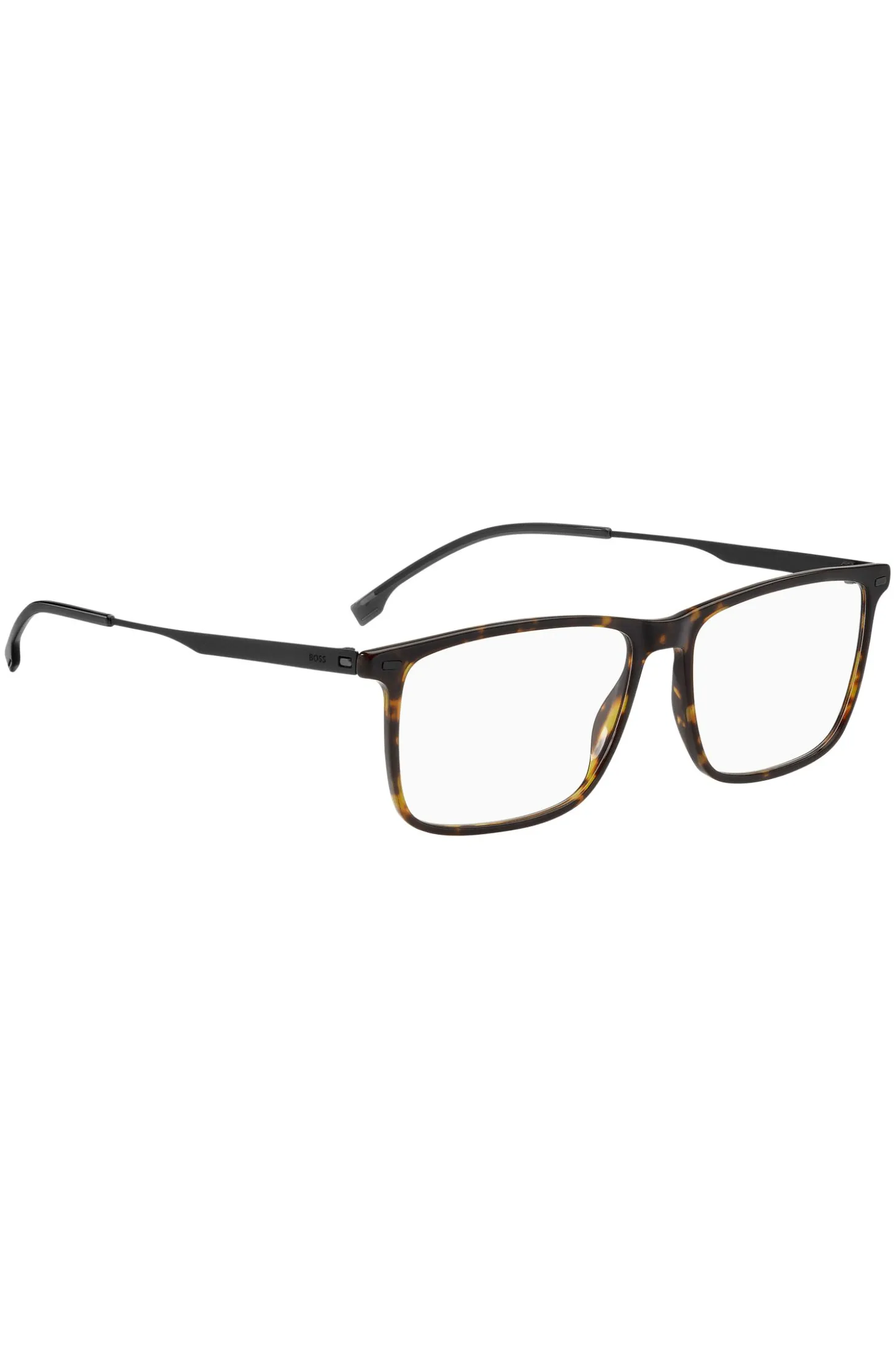Havana-acetate optical frames with black-steel temples
