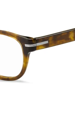 Havana-acetate optical frames with signature silver-tone detail