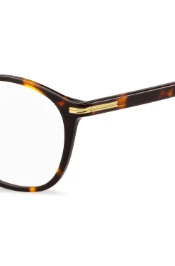 Havana-acetate optical frames with gold-tone hardware