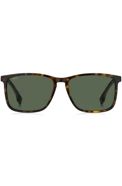 Havana-acetate sunglasses with rubber temples