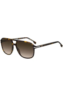 Havana-acetate sunglasses with silver-tone trims