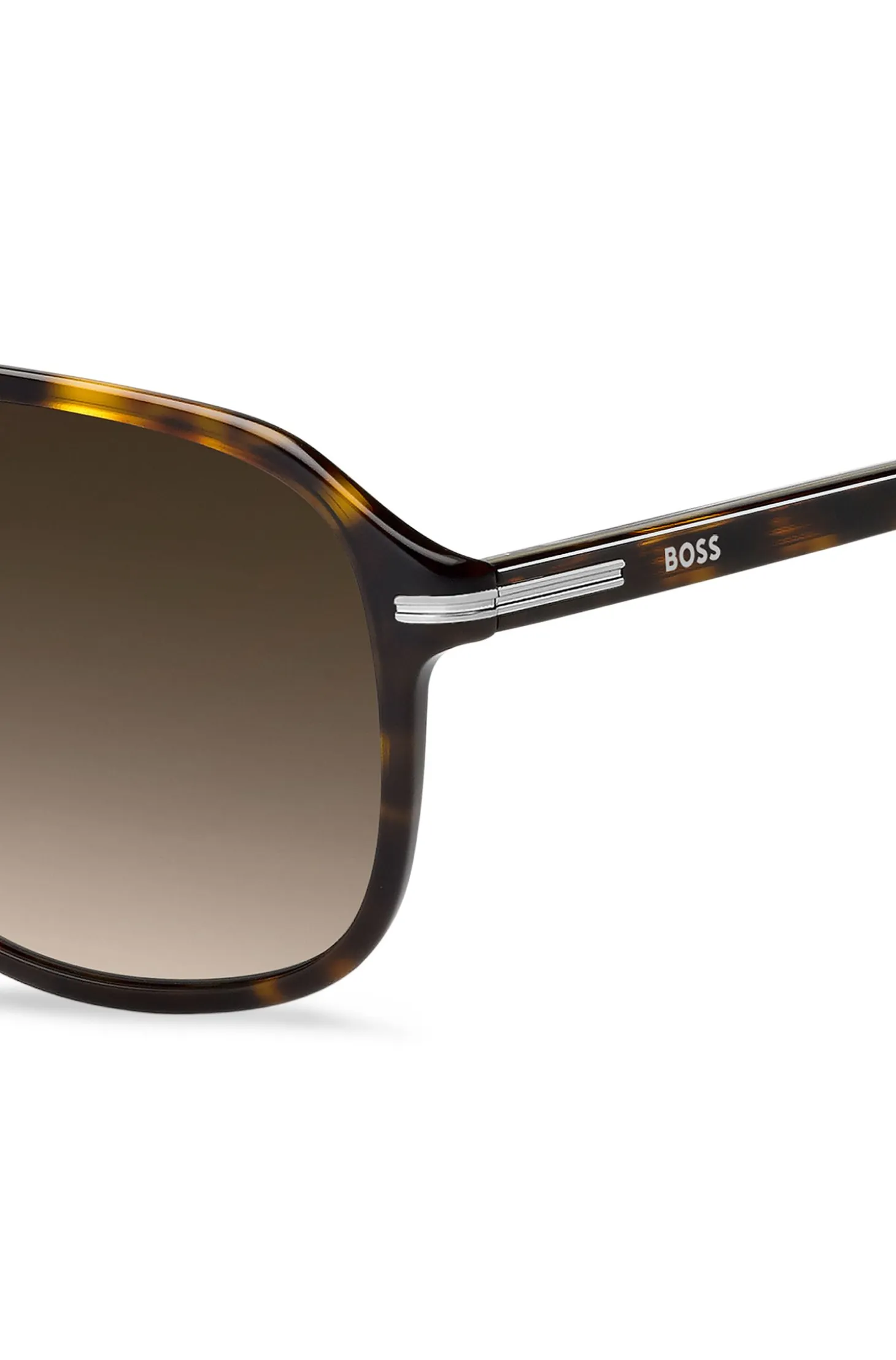 Havana-acetate sunglasses with silver-tone trims