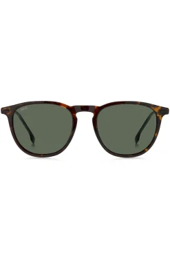 Havana-acetate sunglasses with steel temples