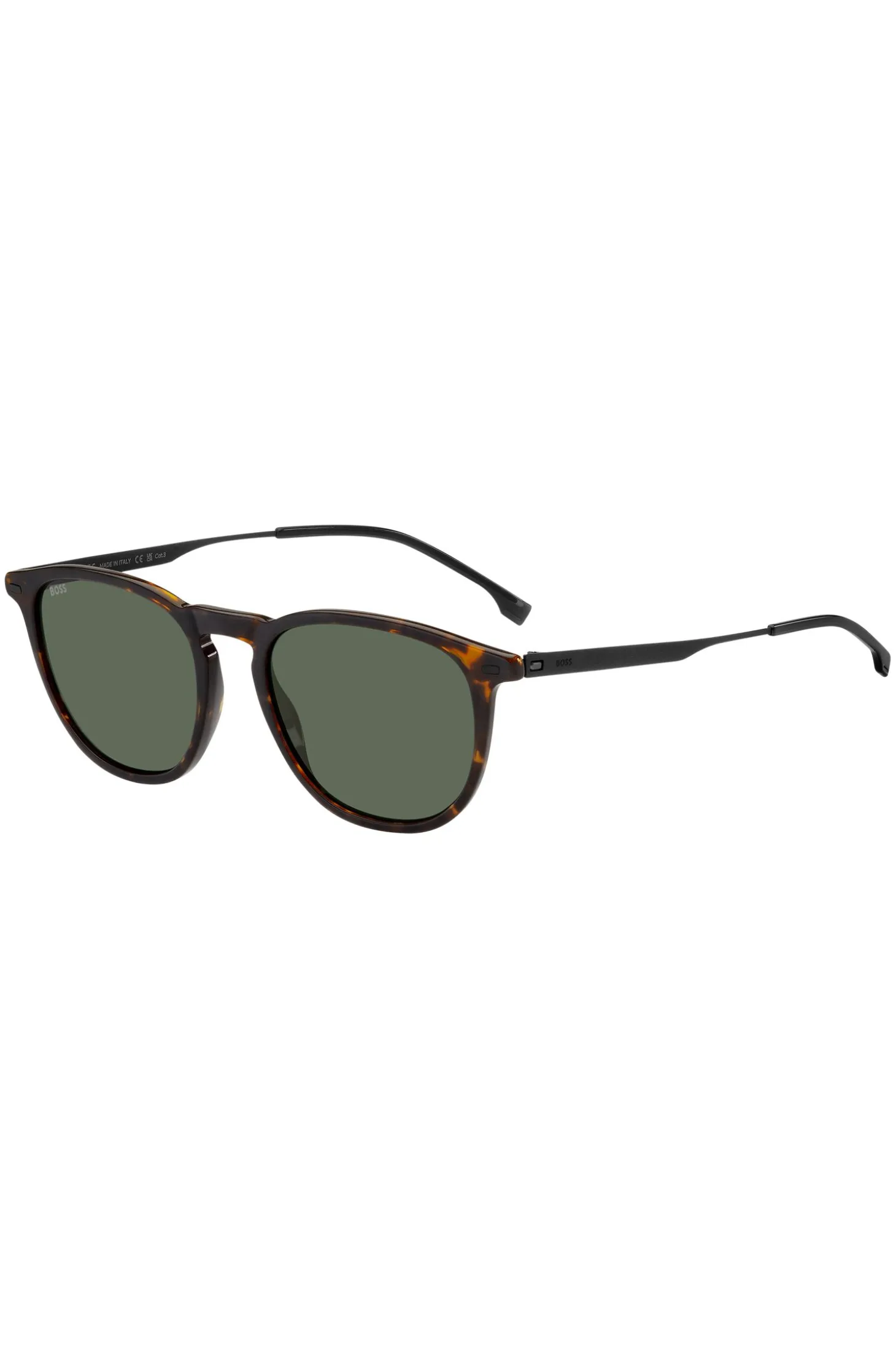 Havana-acetate sunglasses with steel temples