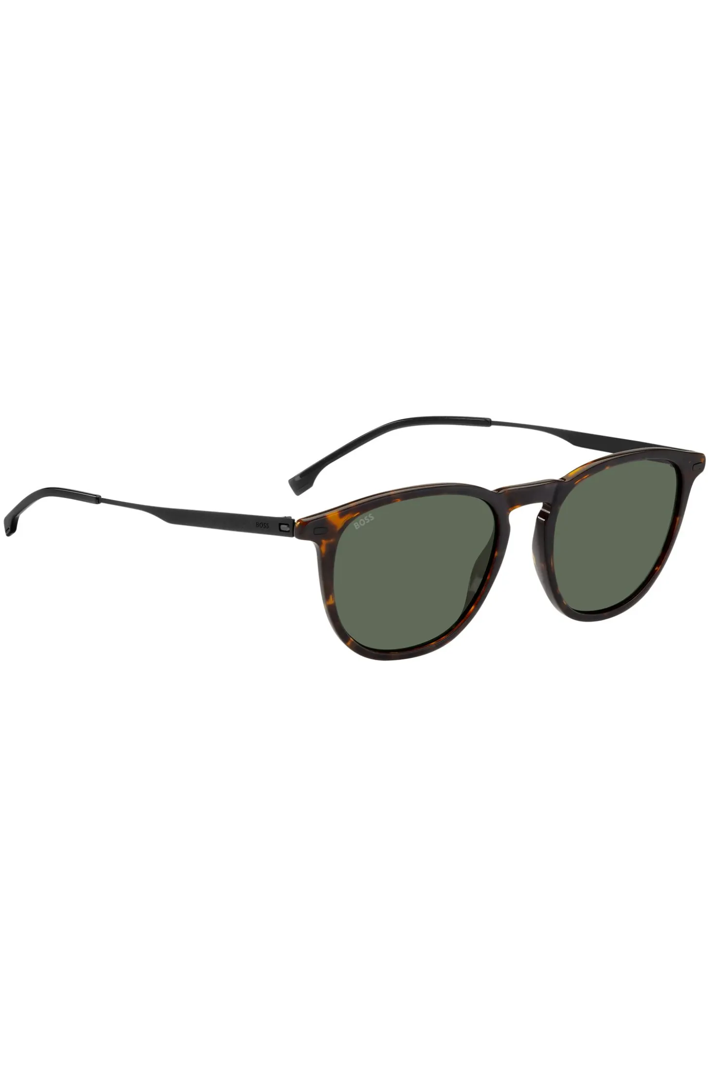Havana-acetate sunglasses with steel temples