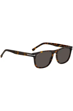 Havana-acetate sunglasses with silver-tone hardware
