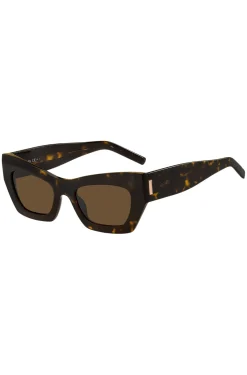 Havana-acetate sunglasses with signature hardware