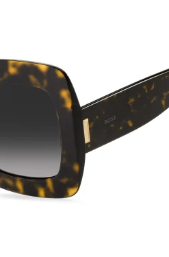 Havana-acetate sunglasses with signature hardware