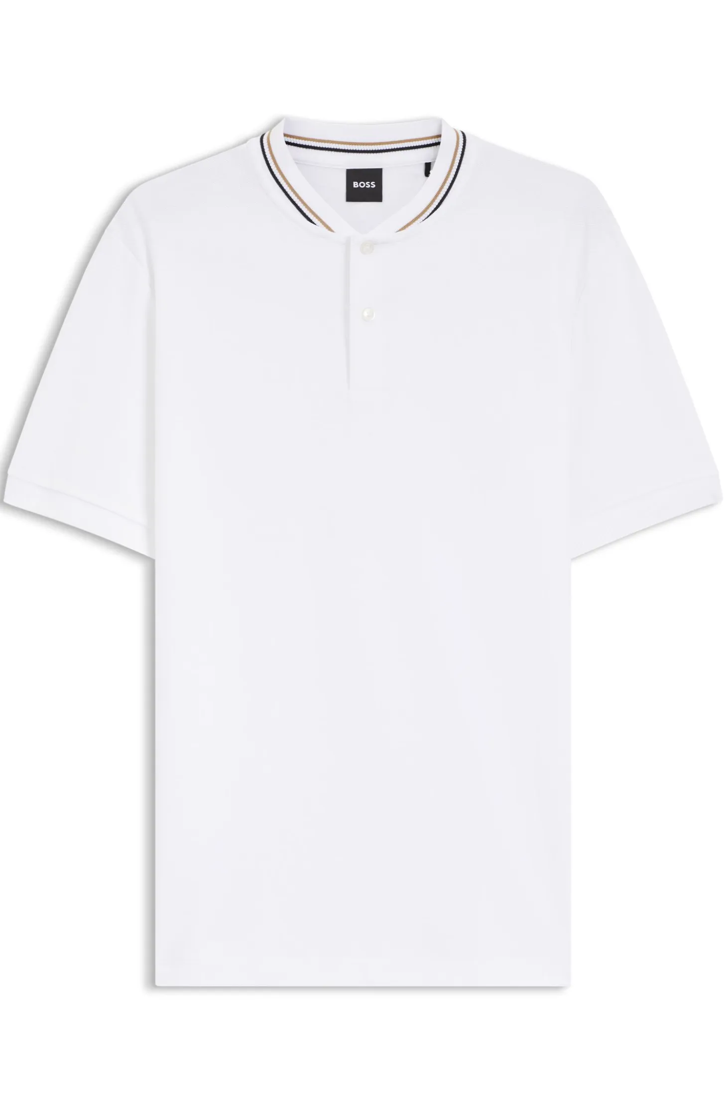 Henley-neck polo shirt in cotton piqué