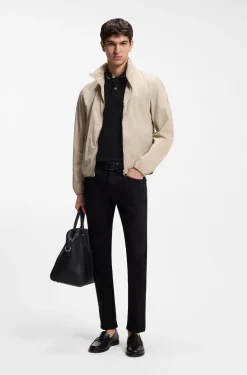 Henley-neck polo shirt in cotton piqué