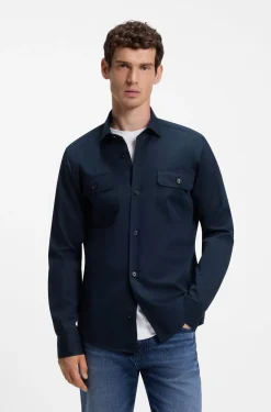Heritage casual-fit shirt in compact cotton poplin