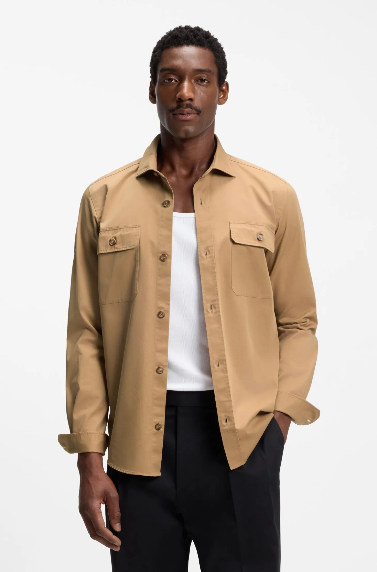 Heritage casual-fit shirt in compact cotton poplin
