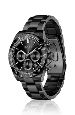 HERO 2.0 Black-dial chronograph watch with tonal bracelet