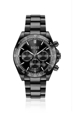 HERO 2.0 Black-dial chronograph watch with tonal bracelet