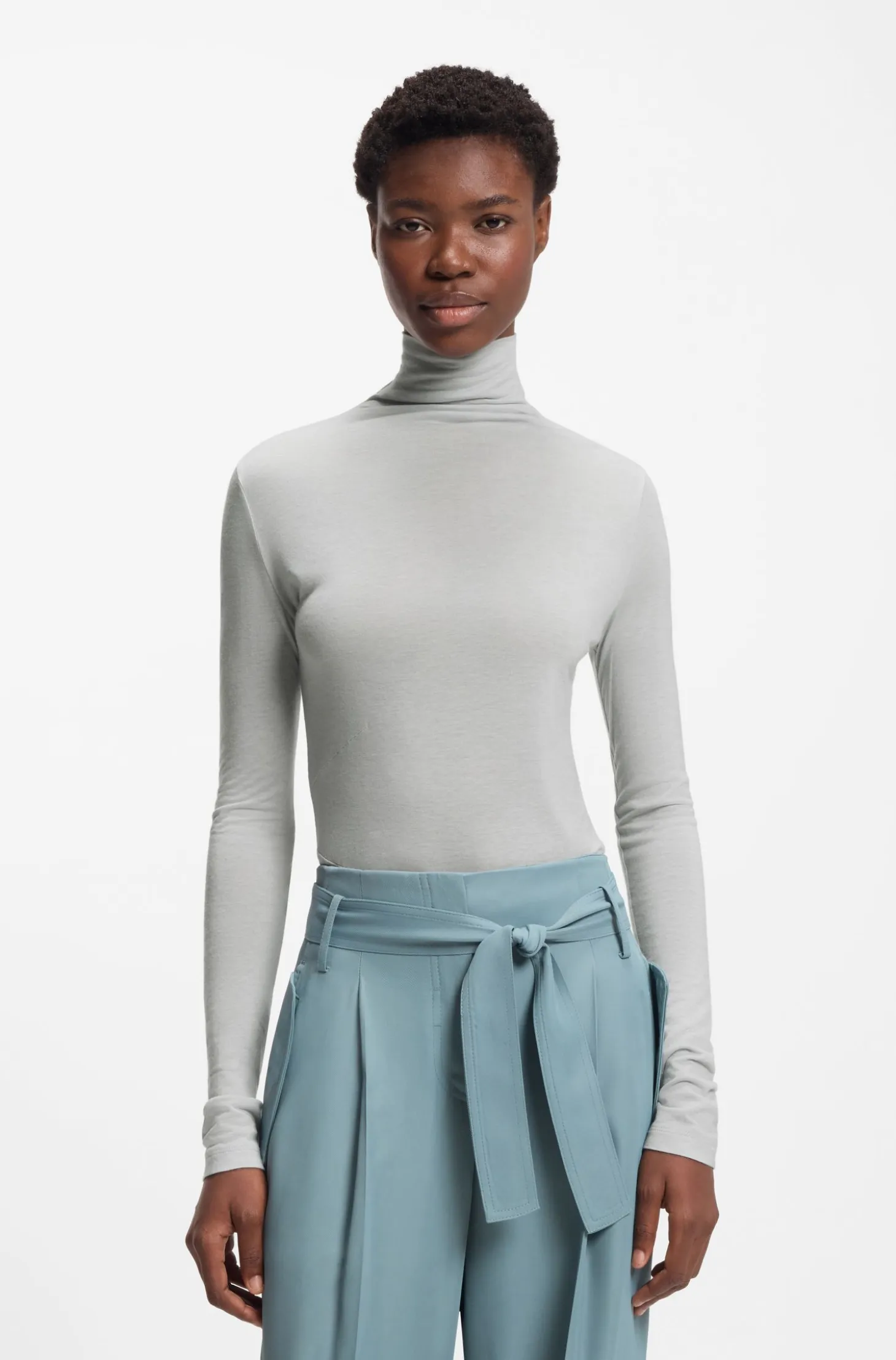 High-neck top in soft jersey