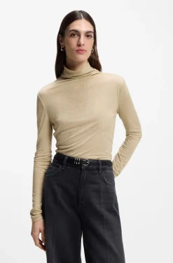High-neck top in soft jersey