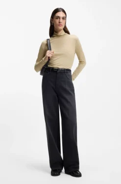 High-neck top in soft jersey