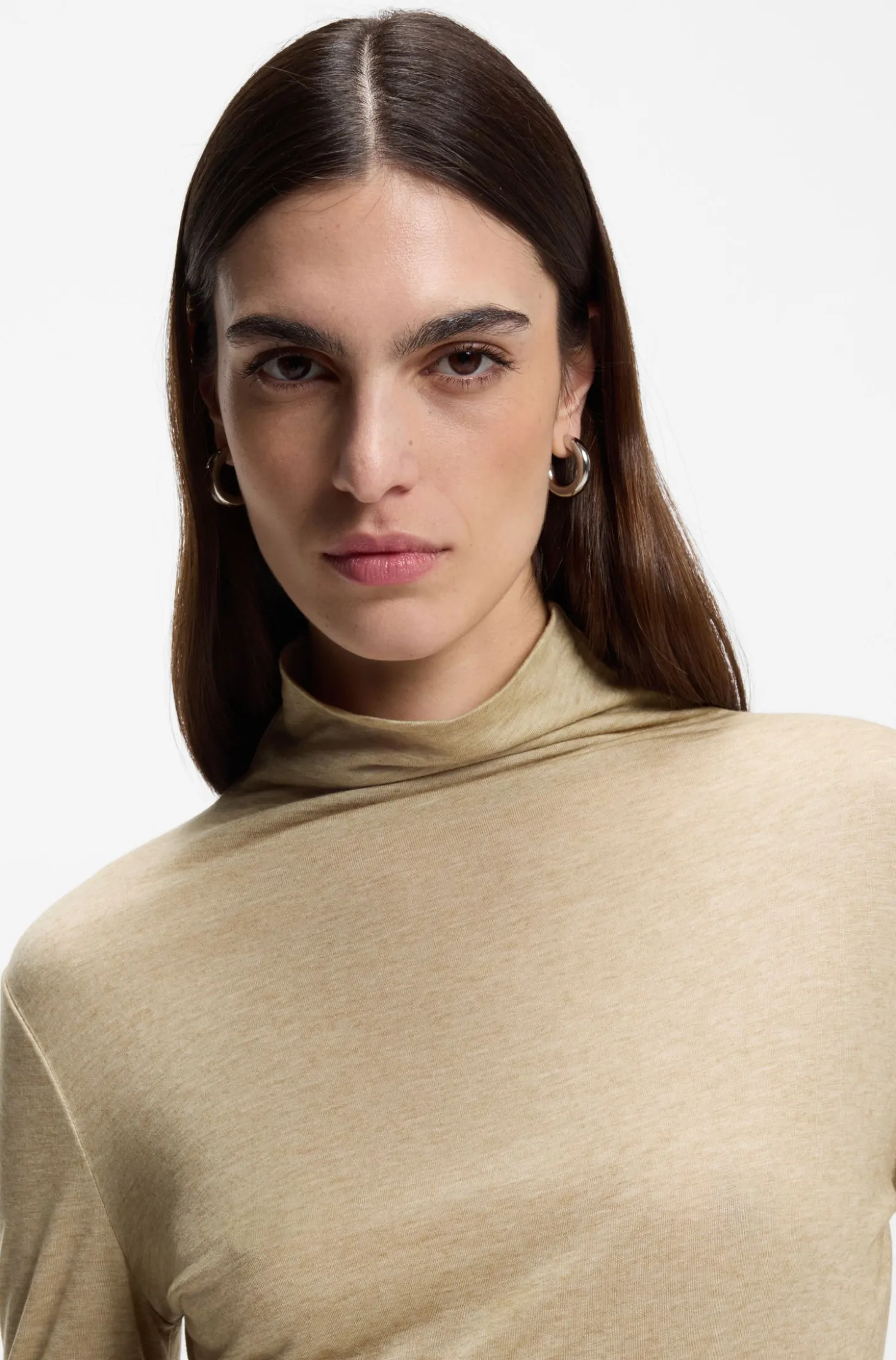 High-neck top in soft jersey
