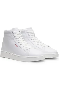 High-top trainers in faux leather