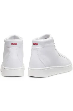 High-top trainers in faux leather