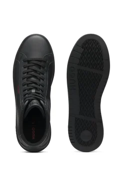 High-top trainers in faux leather