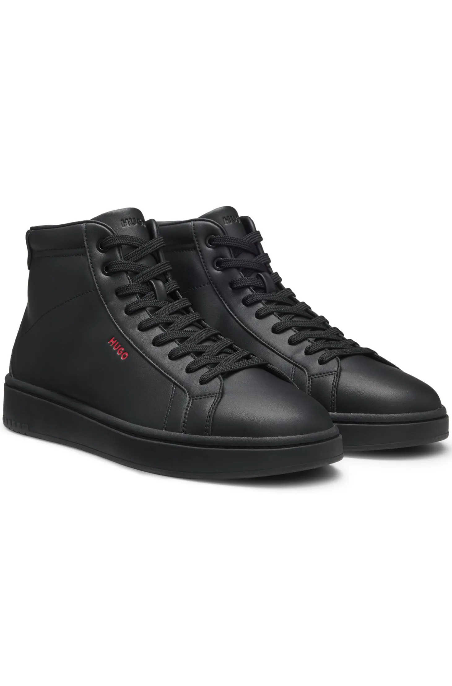 High-top trainers in faux leather