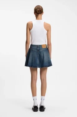 High-waisted mini skirt in blue denim