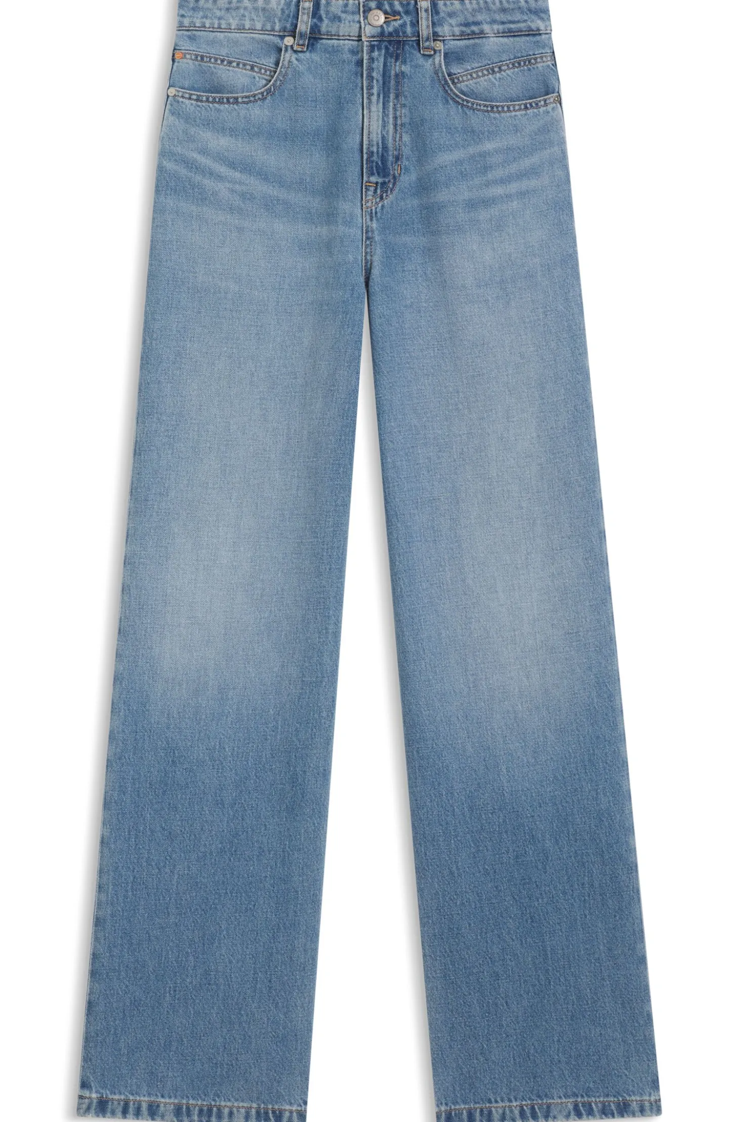 High-waisted regular-fit jeans in cross-hatch denim