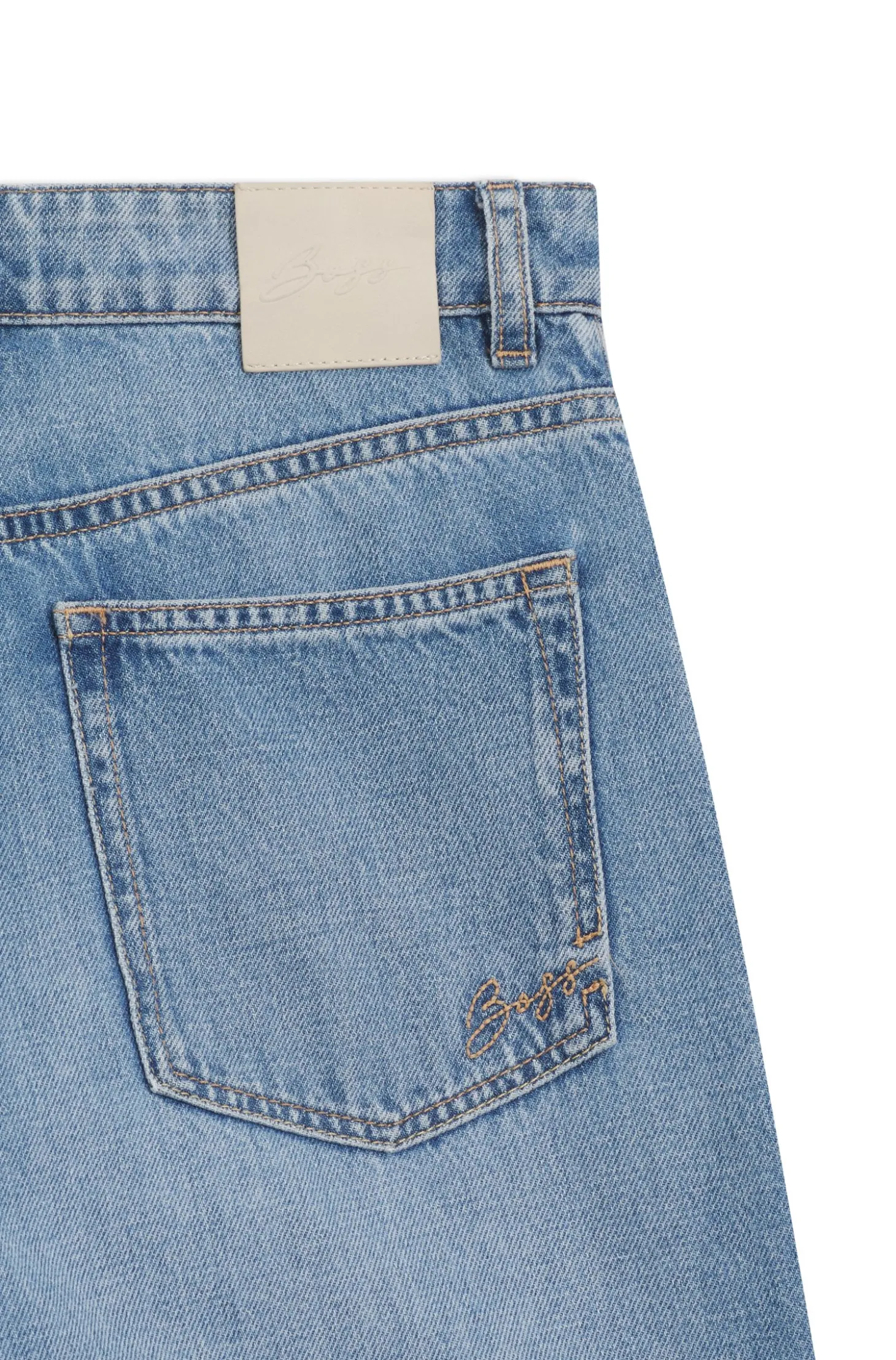 High-waisted regular-fit jeans in cross-hatch denim