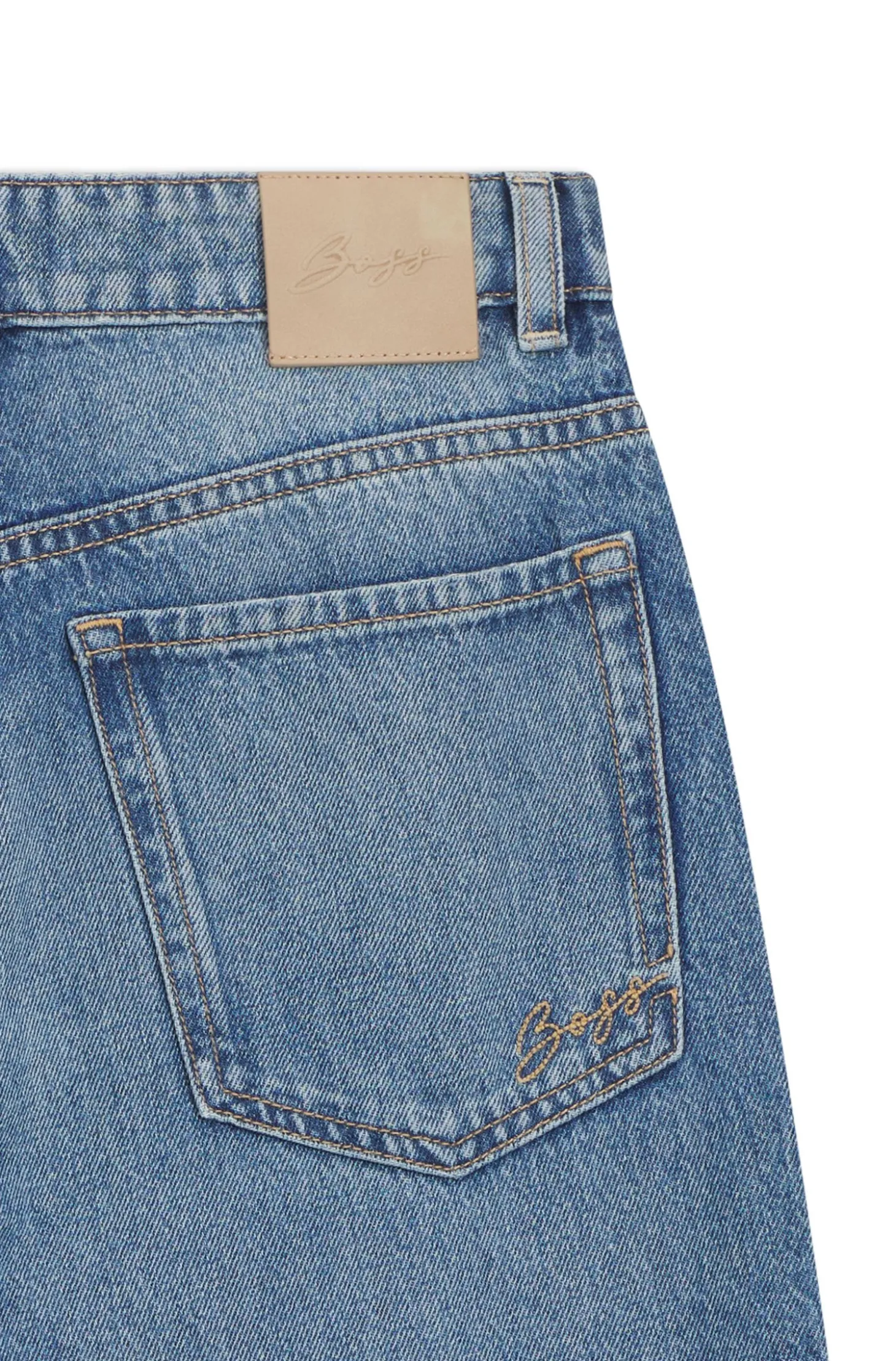 High-waisted regular-fit jeans in blue rigid denim