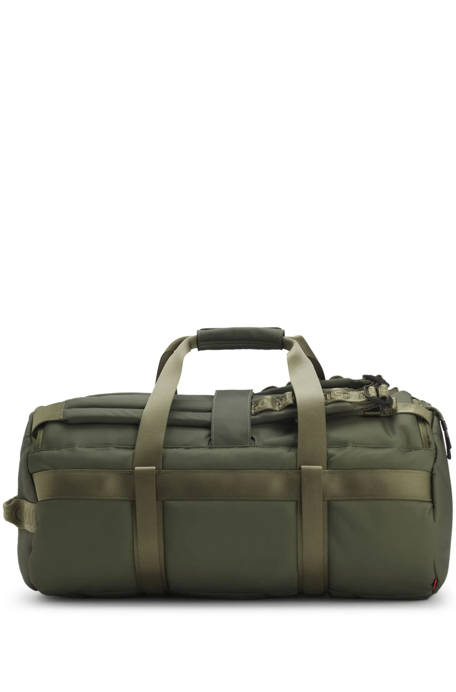 Holdall with backpack straps and logo lettering