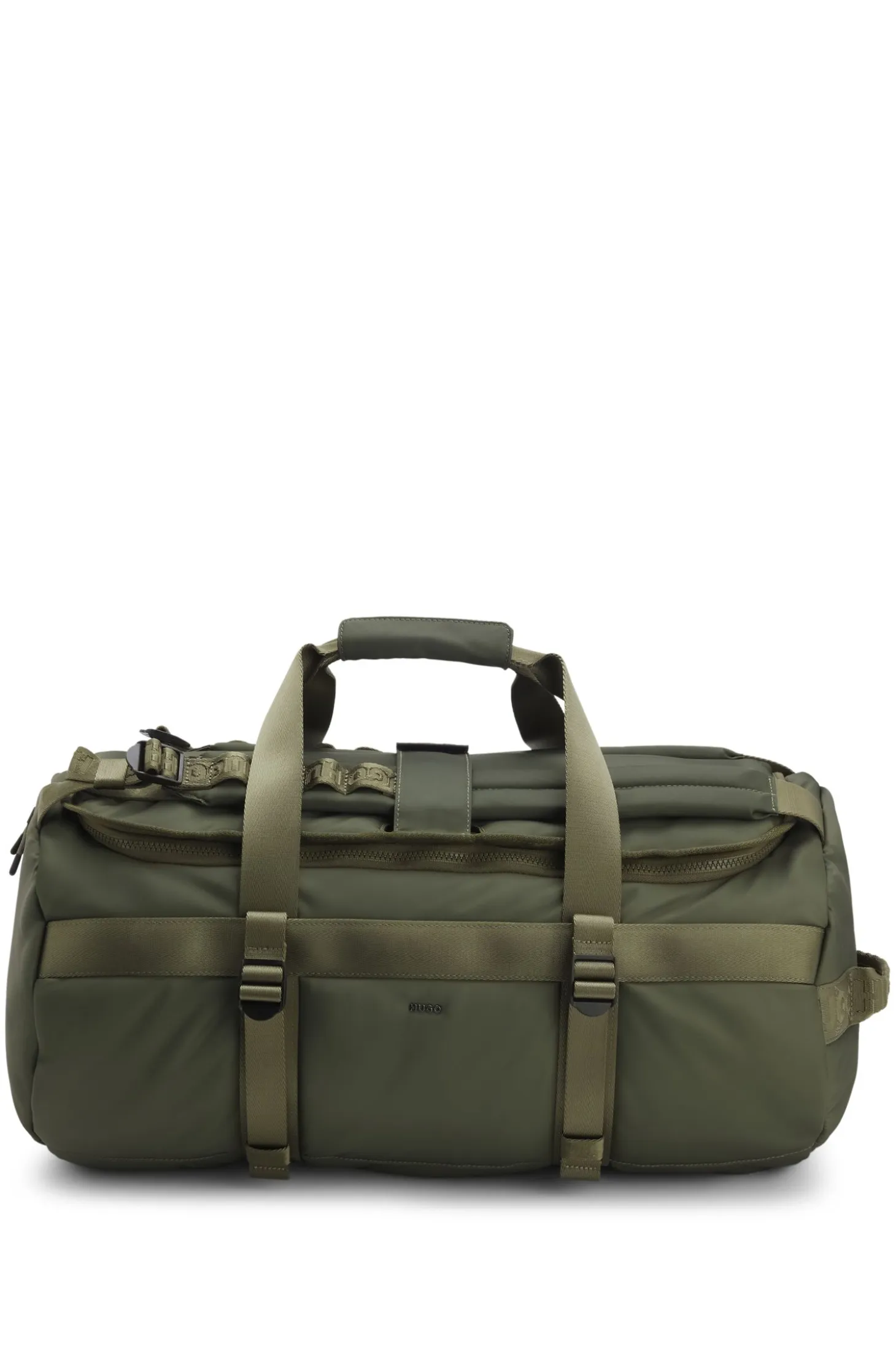 Holdall with backpack straps and logo lettering
