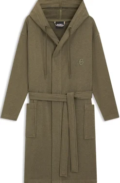 Hooded bathrobe in cotton jersey with Double B monogram