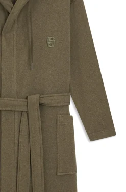 Hooded bathrobe in cotton jersey with Double B monogram