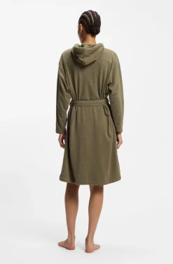 Hooded bathrobe in cotton jersey with Double B monogram