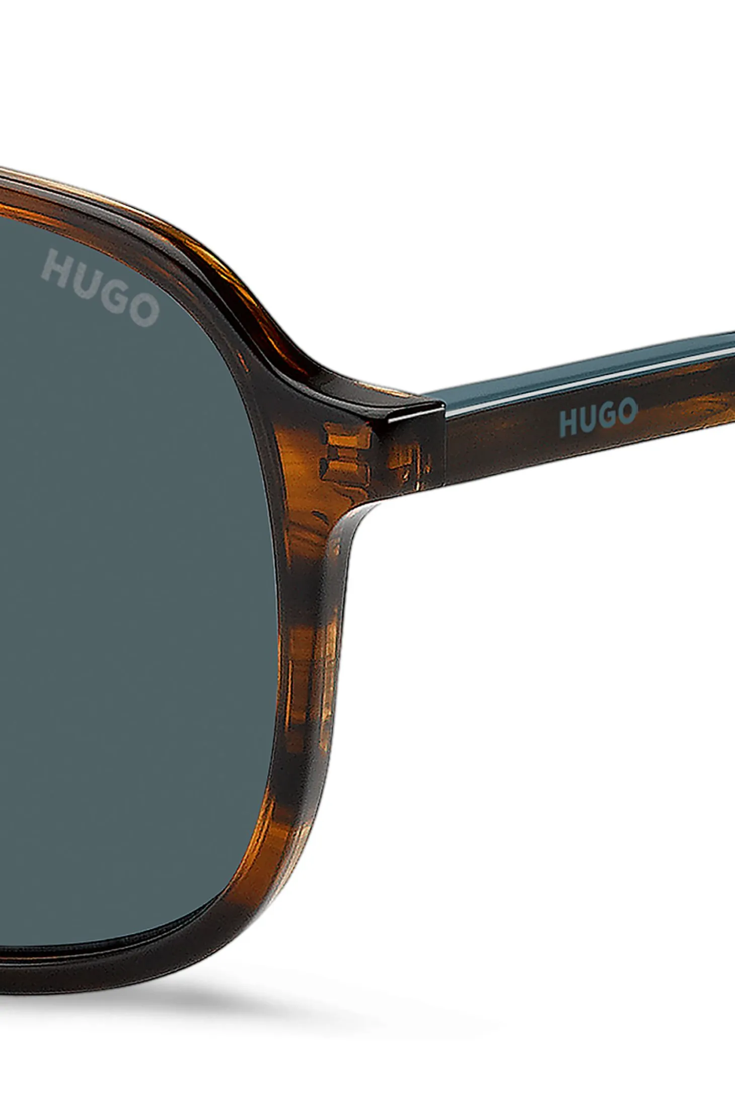Horn-acetate sunglasses with double bridge