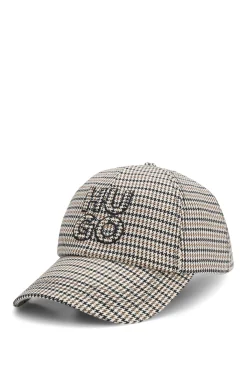 Houndstooth cap with stacked logo